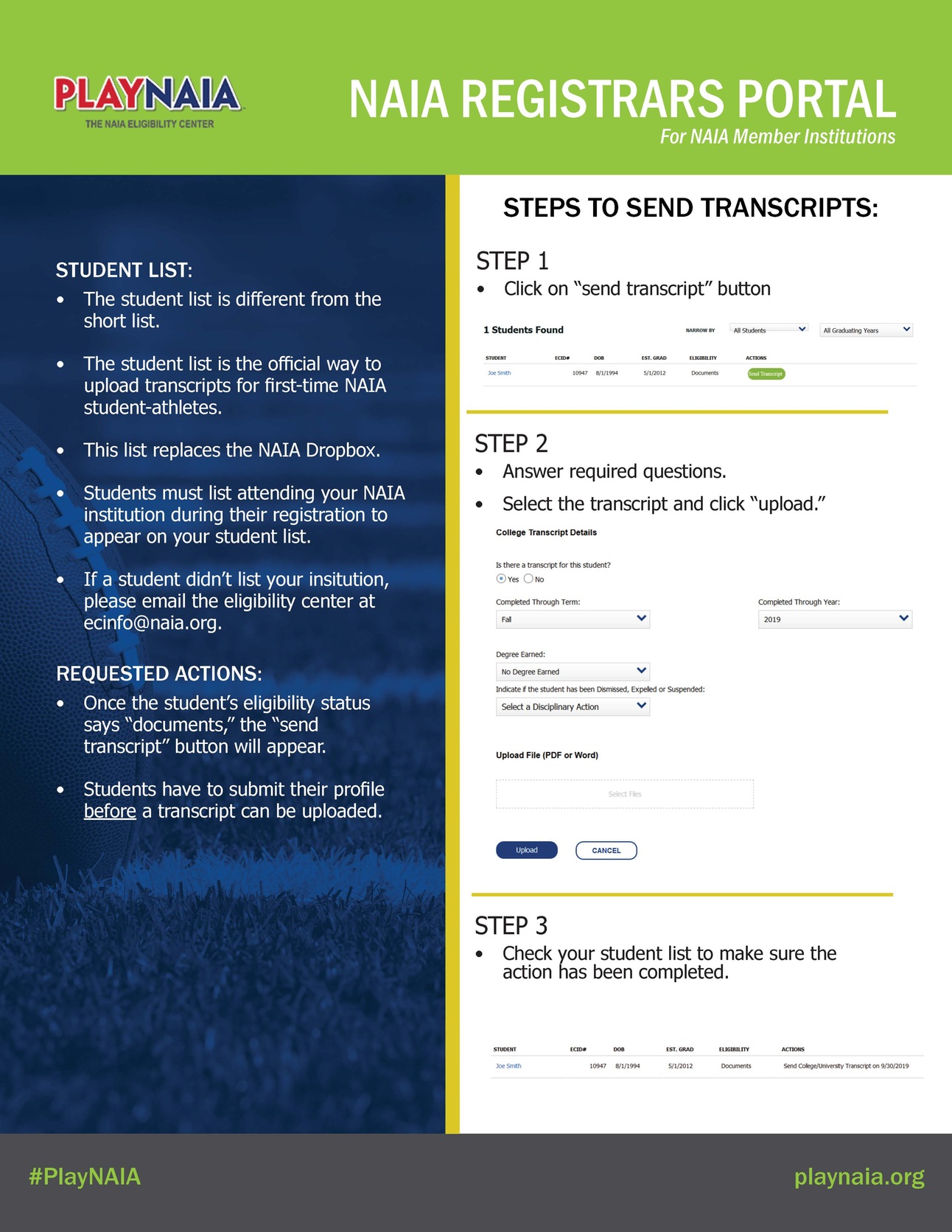 NAIA Registrars Portal Guide
