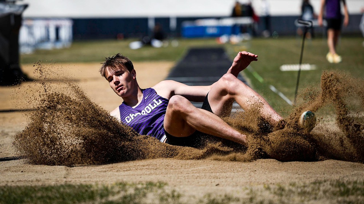 Carroll (Mont.) freshman Carson Krack is the NAIA Outdoor Field Athlete of the Week (April 23).