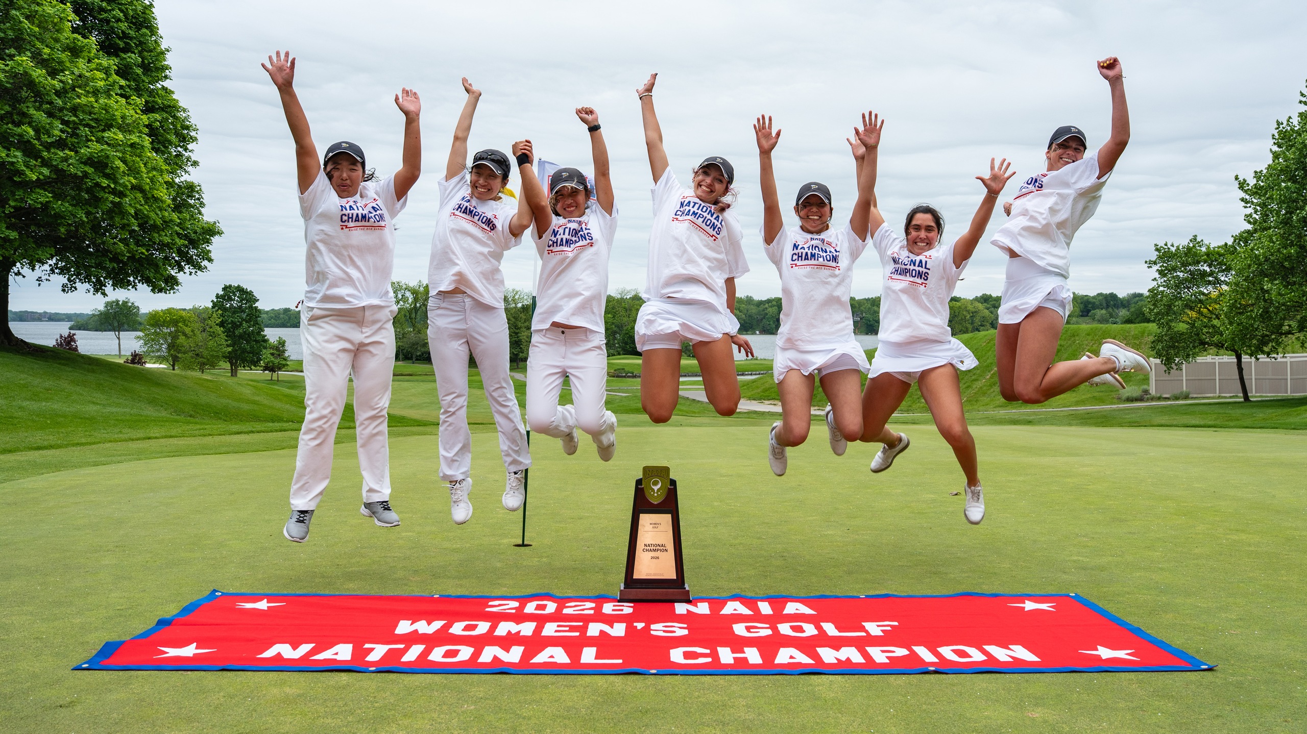 SCAD Savannah (Ga.) captured its second Red Banner in program history as 2026 NAIA women's Golf National Champions (JC Sports Photography)